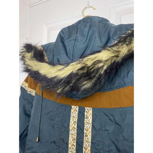 Vintage Julia Michaels Ski Jacket Winter Coat Hood Fur Trim Floral Y2K 90s - Picture 11 of 16